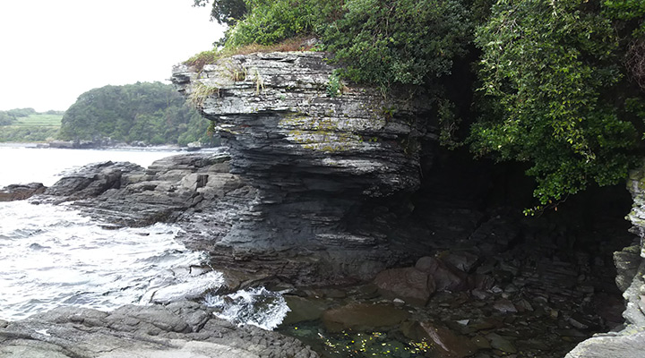 板状節理の発達した露頭（長島）